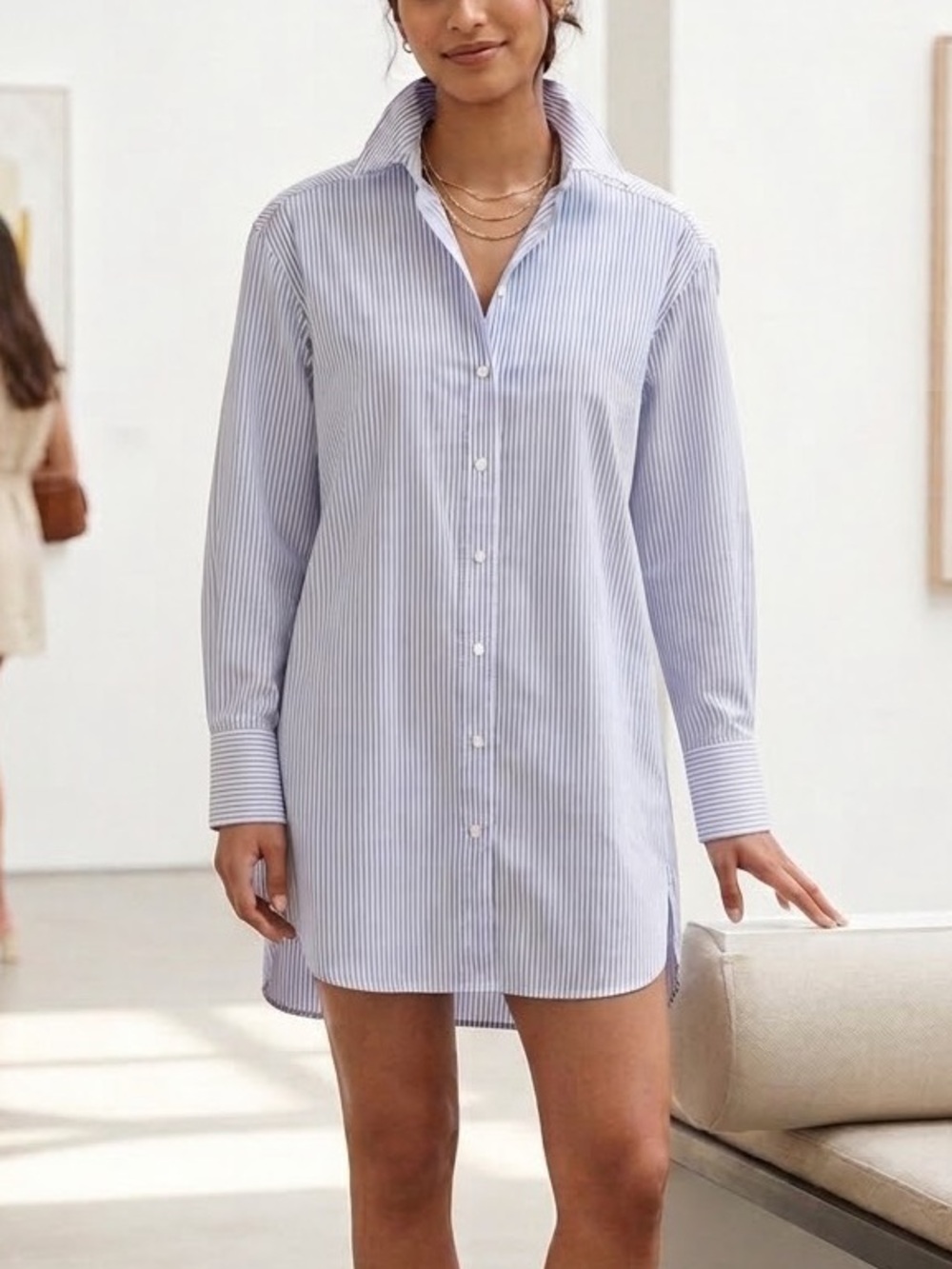 H&M Light Blue Pinstripe Shirt Dress